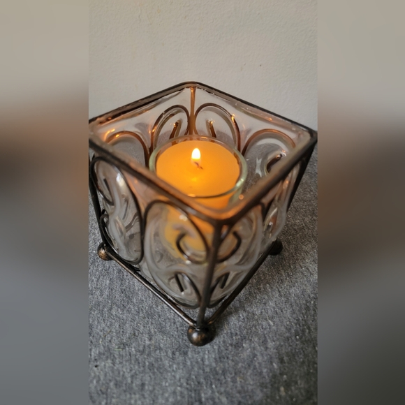 Vintage Home Interiors Leaded Iron Glass Candleholder Votive NIB - Picture 9 of 13